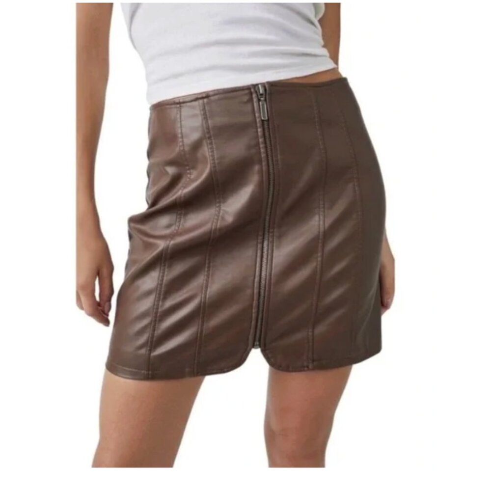 Free People Size 6 Layla Vegan Leather Mini Skirt